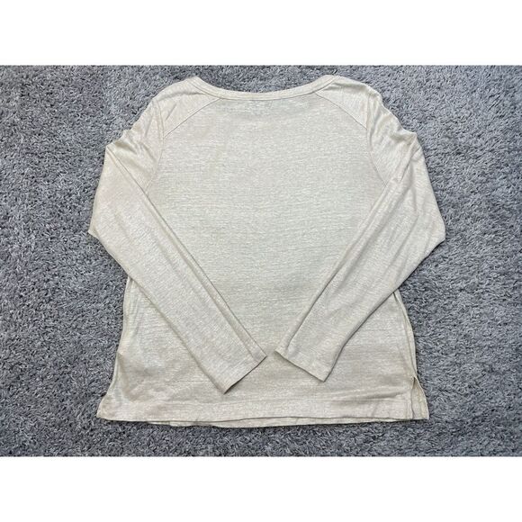 Banana Republic Women's Linen Foil Beige Scoop Neck Blouse size M‎ - Picture 4 of 12